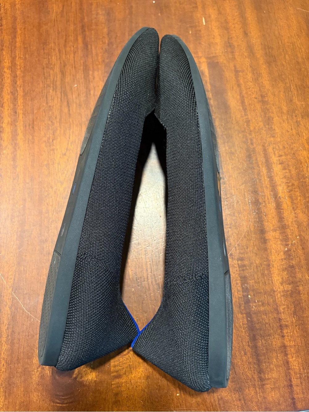 Rothy's Women's The Point II Black Knit Flats with Blue Trim - Picture 4 of 6